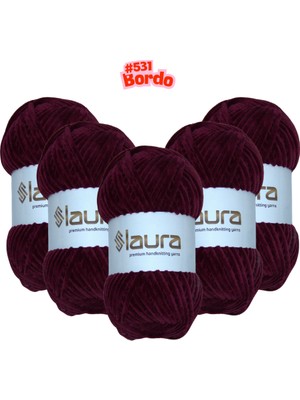 LAURA Kadife El Örgü İpi, 5'li Paket, 5X100 Gr. 120 Mt., %100 Mikro Polyester