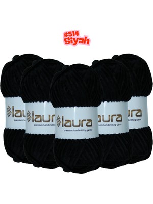 LAURA Kadife El Örgü İpi, 5'li Paket, 5X100 Gr. 120 Mt., %100 Mikro Polyester