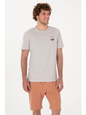 U.S. Polo Assn. Erkek Regular Fit Bisiklet Yaka Açık Gri Tişört 50306911-VR001