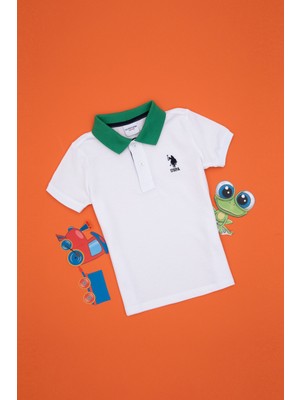 U.S. Polo Assn. Erkek Çocuk Beyaz Polo Yaka Tişört 50307156-VR013