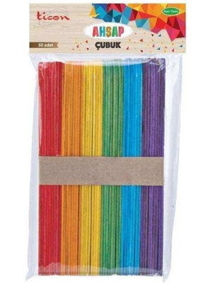 Tıcon Ahşap Çubuk Büyük Boy 50Lİ Krş.renk