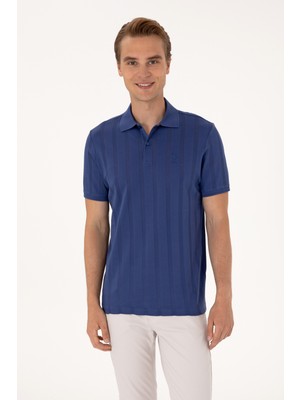 U.S. Polo Assn. Erkek Regular Fit Açık Lacivert Polo Yaka Dokulu Tişört 50299982-VR059