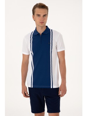 U.S. Polo Assn. Erkek Regular Fit Beyaz Polo Yaka Fermuarlı Tişört 50300814-VR013