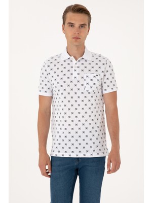 U.S. Polo Assn. Erkek Regular Fit Beyaz Polo Yaka Tişört 50300379-VR013