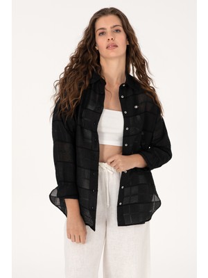 U.s. Polo Assn. Kadın Siyah Gömlek Desenli 50299665-VR046