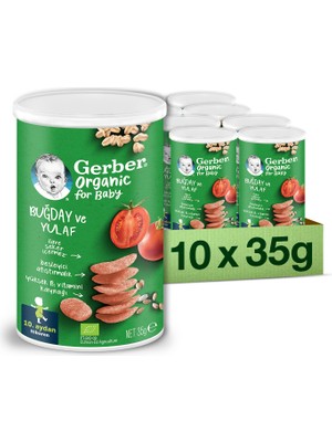 Gerber Organik Buğday ve Yulaflı Bebek Atıştırmalığı 35G x 10 9-12 Ay İçin Tahıllı Besleyici