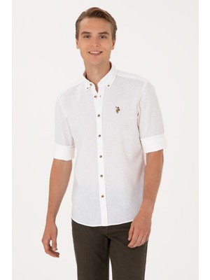 U.s. Polo Assn. Erkek Beyaz Gömlek Desenli 50299578-VR013