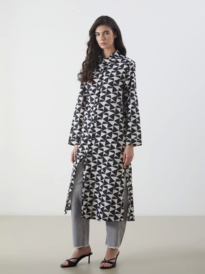 Lcw Modest Siyah Desenli Kadın Gömlek Tunik