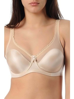 Yeni İnci 1640 Kadın Toparlayıcı Sütyen Ten Renkli Tül Detaylı Dokuma Kumaş ile Gün Boyu Destek