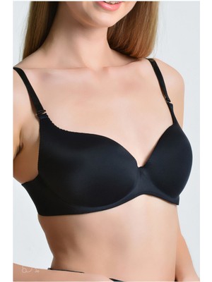 6701 Lazer Kesim Dikişsiz Destekli Siyah Sütyen