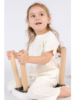 Little Gusto Organik Pamuk Twig Desenli Ekru Bebek Tişörtü