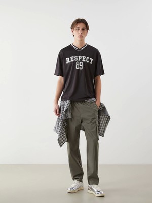 Xsıde Haki Rahat Kalıp Poplin Erkek Kargo Pantolon