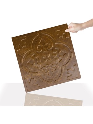 3 Boyutlu Duvar Paneli Kabartmalı Solo Desen Pvc 41X41 Cm/ 6 Adet /1 M² Altın Meşe
