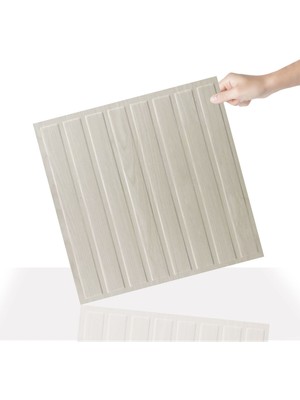 3 Boyutlu Duvar Paneli Kabartmalı Lambiri Desen Pvc 41X41 Cm/ 6 Adet /1 M² Beyaz Huş