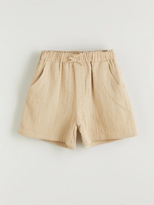 Lcw Kids Bej Beli Lastikli Müslin Kız Çocuk Şort