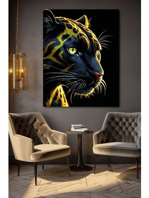 Özkacar Group Gözleri ve Deseni Yeşil Olan Leopar Kanvas Tablo Ev Duvar Salon Ofis Dükkan Hediyelik Dekarasyon Süsü