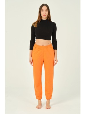 Intensive Collection Kadın Beli ve Paçası Lastikli Yüksek Bel Basic Jogger Pamuklu Eşofman Altı