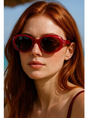 Alena Bordo Kadın Güneş Gözlüğü Siyah Çerçeve Uv 400 Korumalı Ce Belgeli Güneş Gözlüğü