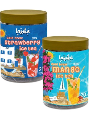 Lazika (2'Lİ SET) Avantajlı Soğuk Demleme Naneli Çilek/Mango Aromalı Soğuk Çay Seti-20'li PLA Piramit Poşet