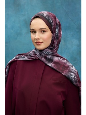 Cs Camellia Scarf Rossa Desen Soft Şal - Mürdüm