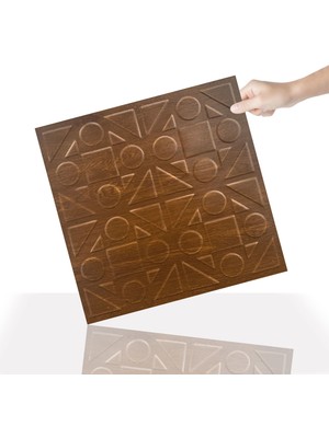 3 Boyutlu Duvar Paneli Kabartmalı Kareli Yuvarlak Desen Pvc 41X41 Cm/ 6 Adet /1 M² Altın Meşe