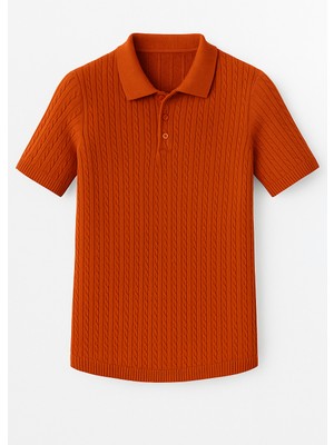 Mita Erkek Polo Yaka Örgü Desenli Kısa Kollu Yazlık Triko Tişört