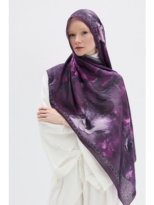 Cs Camellia Scarf Sera Desen Kraş Şal - Mor