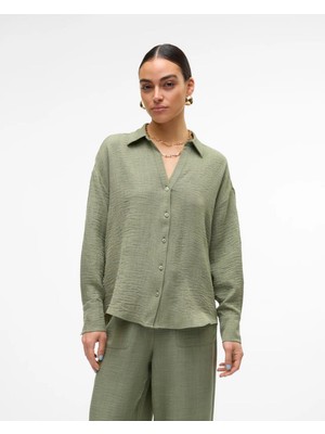 Vero Moda 10316389 Polo V Yaka Dugmelı Uzun Kol Gomlek
