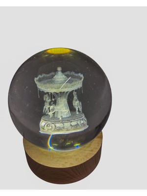 Ahşap Altlıklı Işıklı Cam Küre Güneş Sistemi Temalı, Işıklı Güneş Sistemi Küre, Dekoratif Aydınlatma