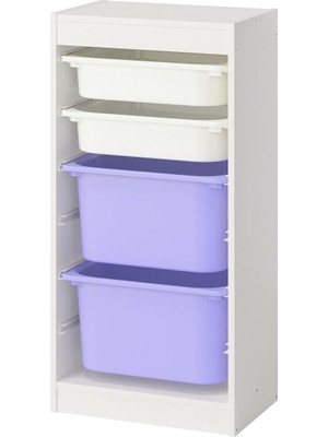 Saklama Ünitesi, Beyaz-Lila, 46X30X94 cm