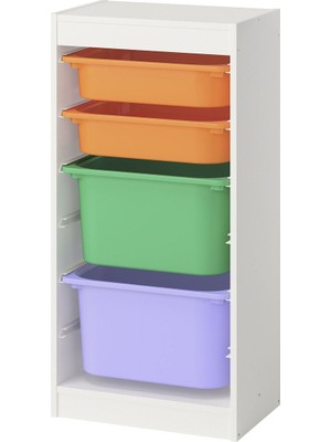 Saklama Ünitesi, Beyaz-Çok Renkli, 46X30X94 cm