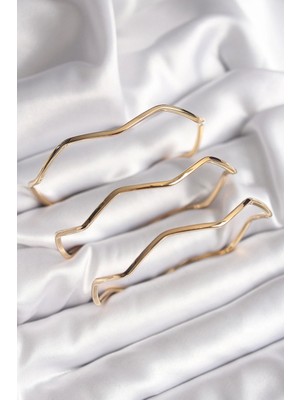 316L Çelik Gold Renk 65 mm Zikzak Model Ajda Bilezik