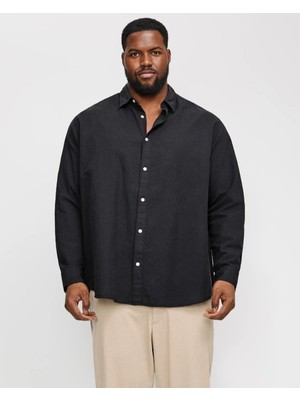 Jack&jones 12269089 Battal Buyuk Beden Jjebreeze Lınen  Blend Erkek Uzun Kol Gomlek