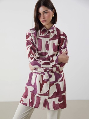 Lcw Modest Kirmizi Desenli Kadın Gömlek Tunik