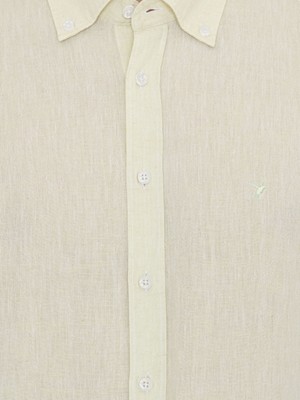 Cacharel Erkek Fıstık Yeşili Keten Karışımlı Slim Fit Uzun Kollu Gömlek 50250813-VR087