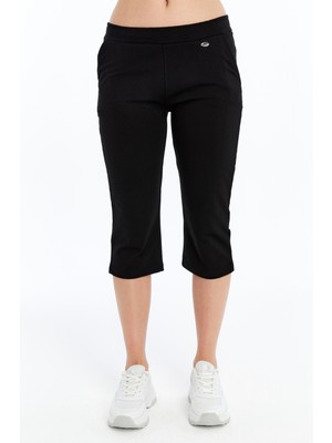 Kadın Siyah Kapri Büyük Beden Eşofman ALTI-K225