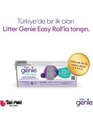 Easy Roll Kedi Kumu Çöp Kovası 6 Aylık Kullanım Yedek Poşeti – 1 Paket, 24’lü Rulo Maksimum Koku Kontrolü