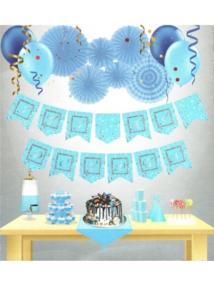 Iyiki Doğdun Mavi Temalı Uzar Yazı Banner