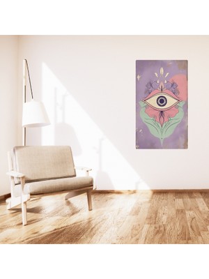 Bohem Tablo Üçüncü Göz, Manevi, Pastel Renkler, Vintage Bohem Duvar Sanatı Çerçevesiz Tablo