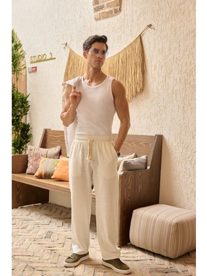Abay Erkek Keten Ipli Baggy Pantolon
