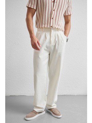 Boso Erkek Çift Pileli Keten Baggy Pantolon