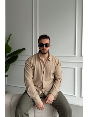 Napas Erkek Oversize Keten Görünümlü Gömlek