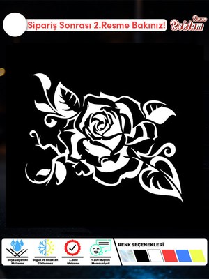 Dekoratif Gül Sticker – Romantik Çiçek Temalı Araba ve Yüzey Stickerı