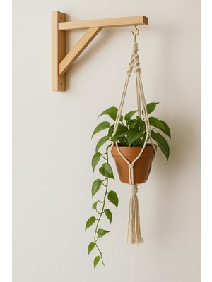 Ahşap Saksı Fener Duvar Askısı 1 Adet ( Kanca Vida ve Dübel Hediyeli )