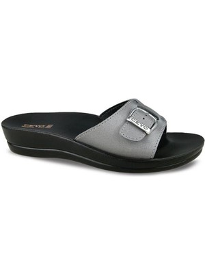 Ceyo Mınerva Tokalı Anatomik Taban Kadın Terlik Platin 36-40