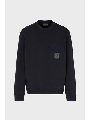 Emporio Armani Streç Pamuklu Regular Fit Tek Cepli Bisiklet Yaka Sweat Erkek SWEAT EM002925 AF10013 UB118