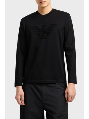 Emporio Armani Jakarlı Logo Baskılı Pamuklu Regular Fit Bisiklet Yaka Sweat Erkek Sweat 8N1TD7 1jgyz 0022