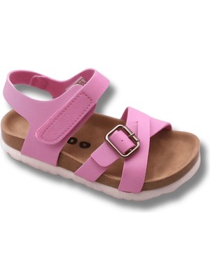 Kız Çocuk Pembe Ortopedik Deri Günlük Sandalet