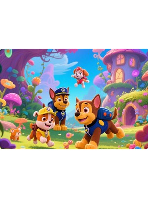 Deniz Parti Paw Patrol Dikdörtgen Pasta Yenilebilir Resim Baskı 28x19 cm