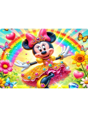 Deniz Parti Minnie Mouse Dikdörtgen Pasta Yenilebilir Resim Baskı 28x19 cm